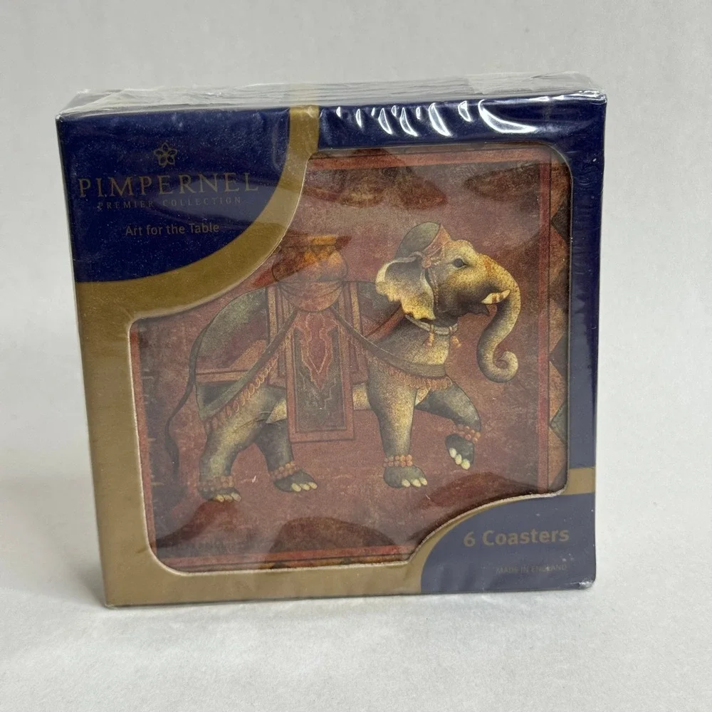 Pimpernel Premier Collection Elephant Expedition Assorted Views Coasters England